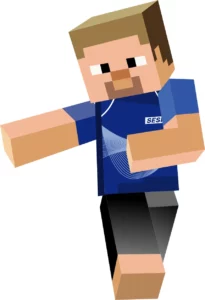 Personagem do minecraft com o uniforme das escolas sesi